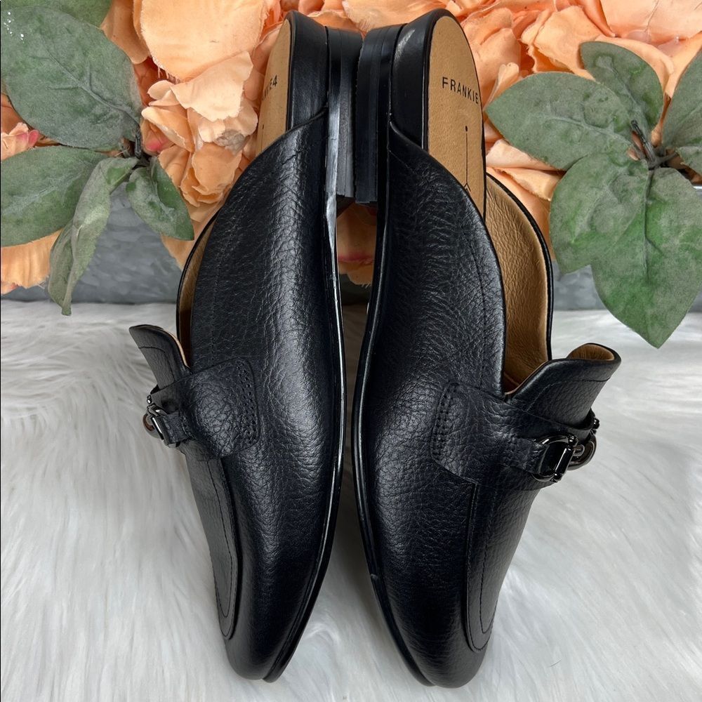 Frankie4 podiatrist recommended Black Leather Backless Chain Loafers - Picture 6 of 8